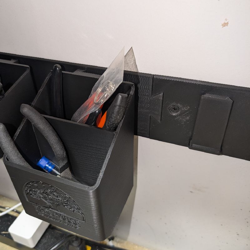 Wall Mount Tool Rail with Buckets - Modular Workbench Organizer by jake ...