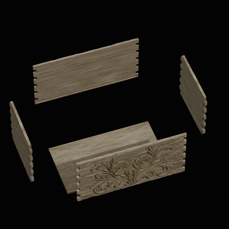 Large Slim Wood-Texture Rose Relief Box – Design 3 by Artman | Download ...