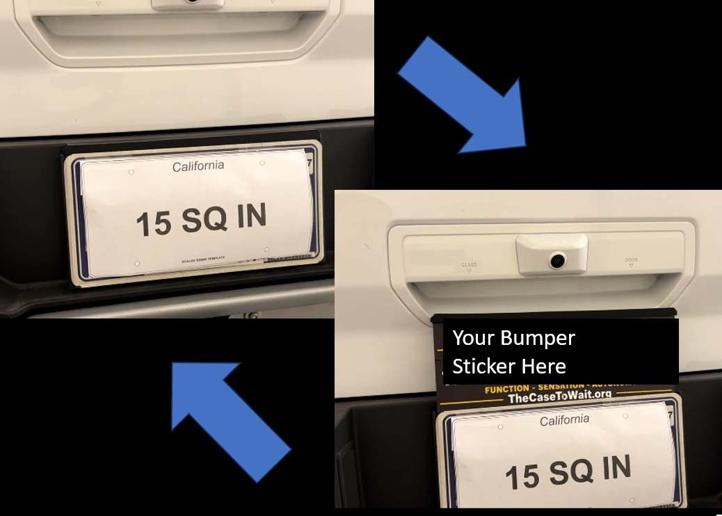 Motorized retractable bumper sticker display V2 - Hides behind license plate