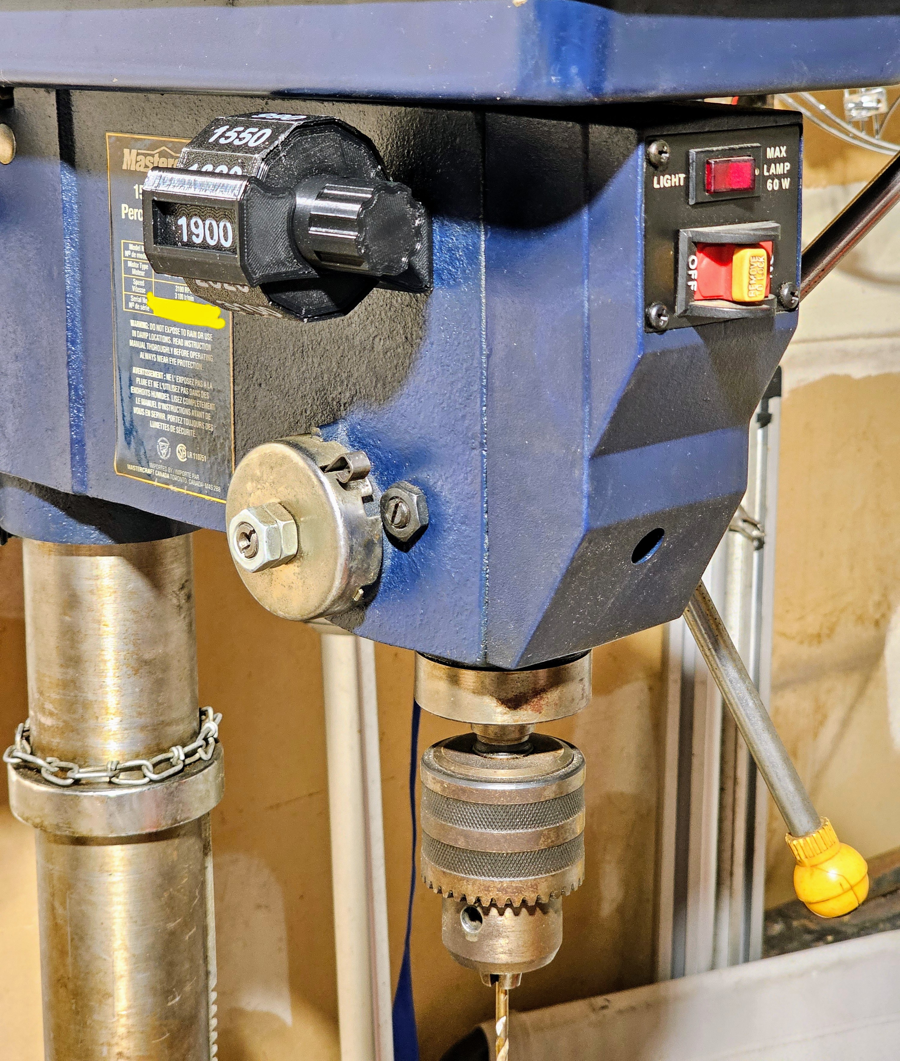 Drill Press RPM Setting Rotary Reminder Roller