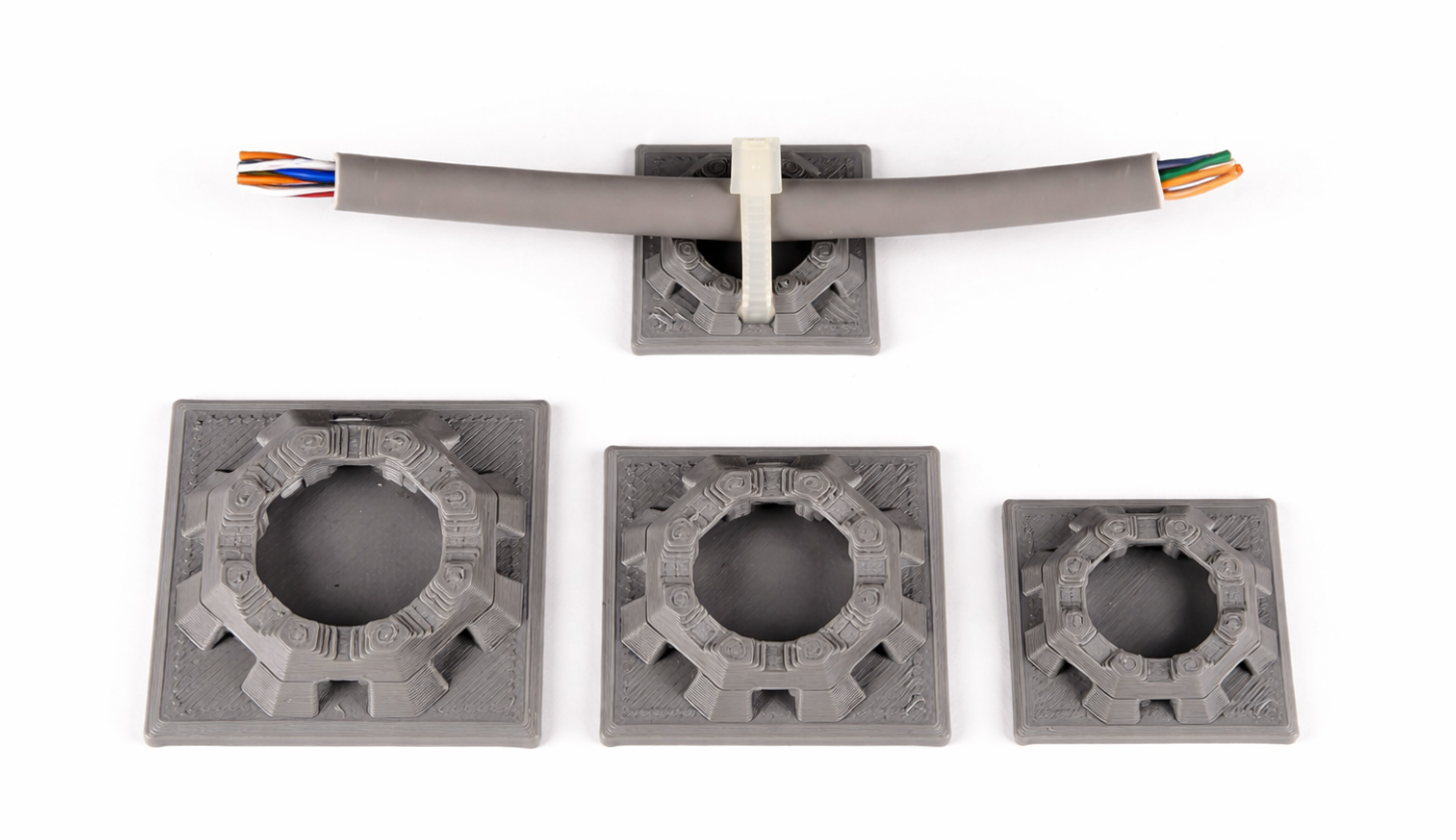 Octagonal zip tie cable mount holder