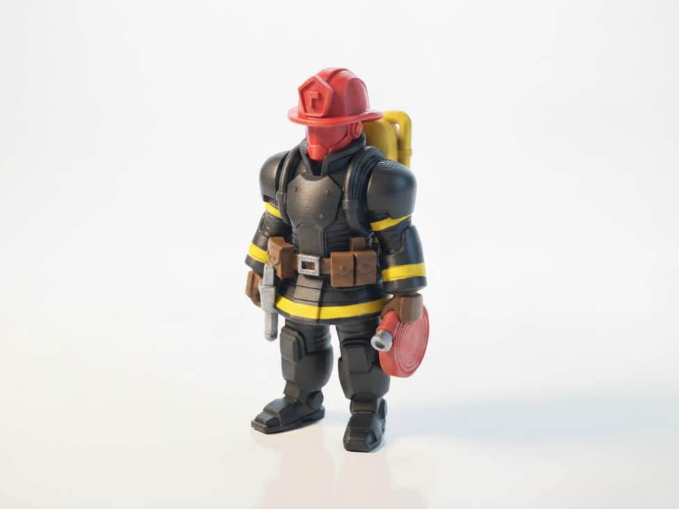 Mech Suit Fireman Action Figure Collectible 3D Printable