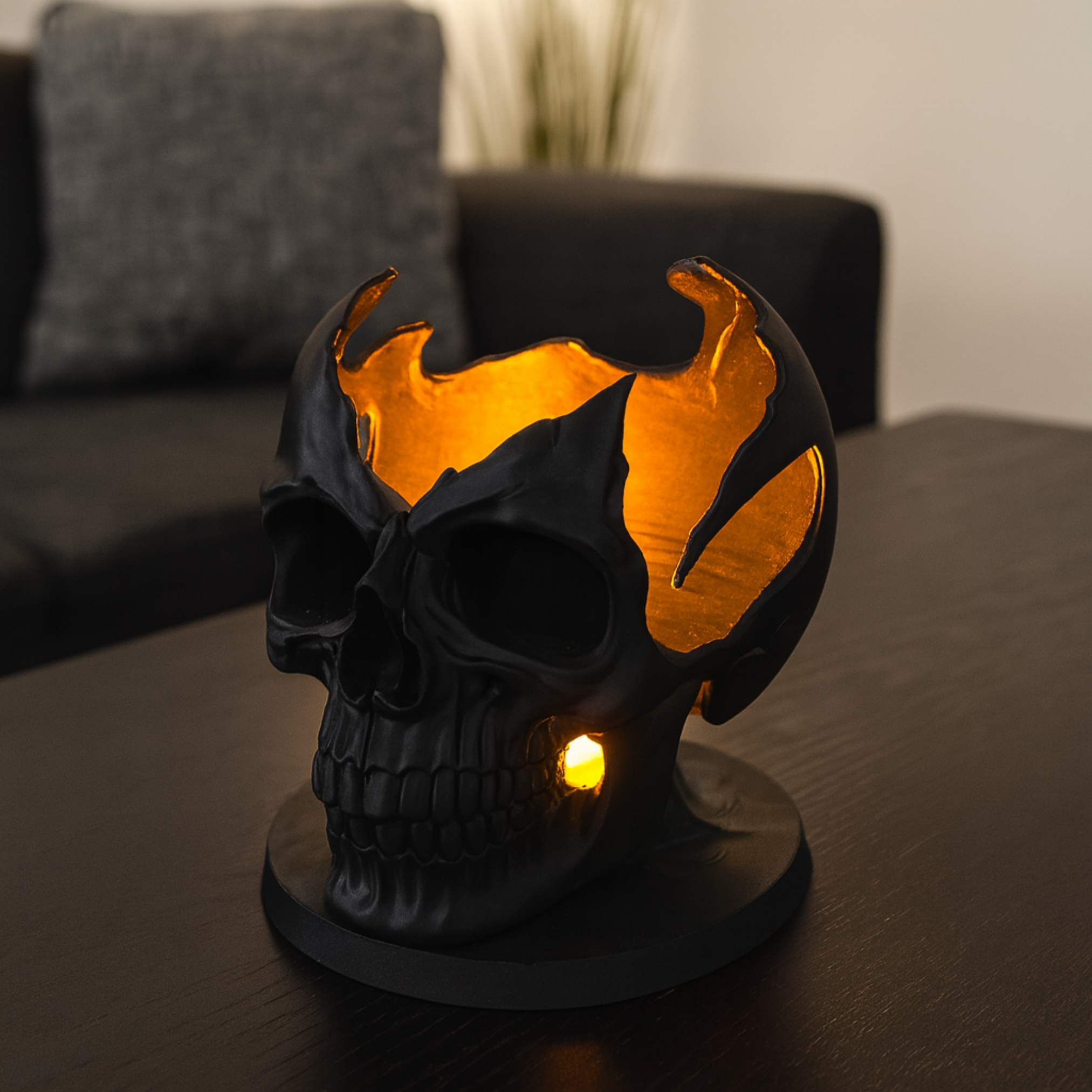 BROKEN SKELETON HEAD TEALIGHT / HALLOWEENDECOR / HOMEDECOR / DARK DECOR — miniatura 3