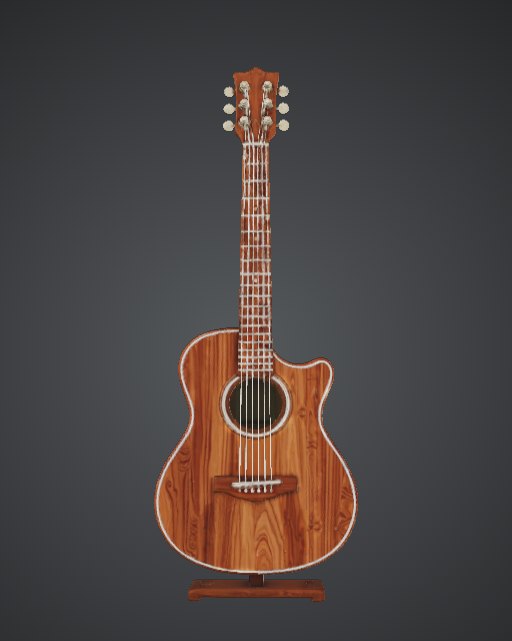 Acoustic Guitar Model – Detailed Cutaway Wooden Guitar