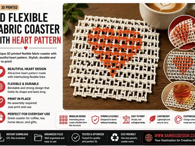 3D Flexible Fabric Coaster with Heart Pattern