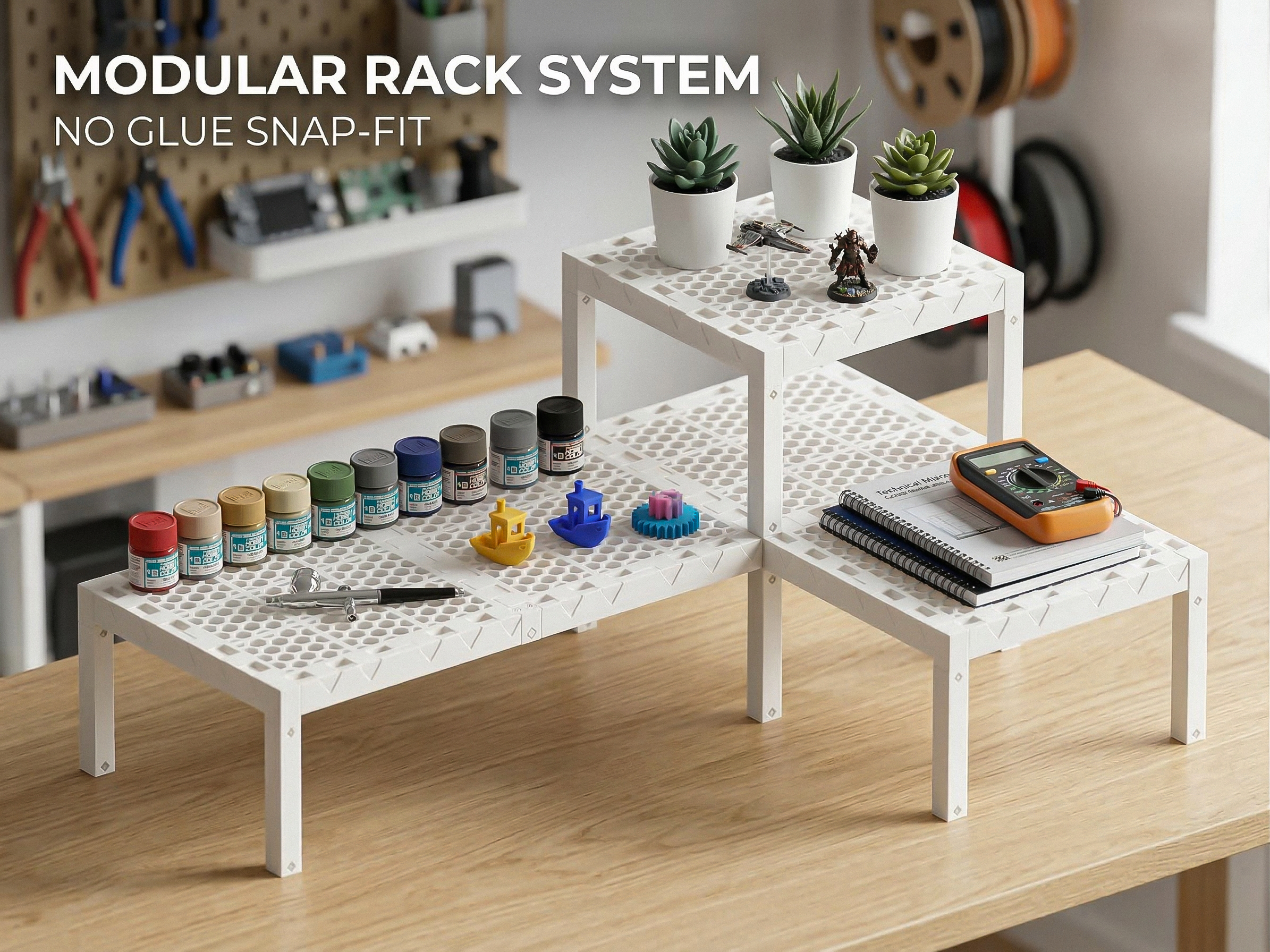 Modular Shelf System with Snap-Fit Drawer