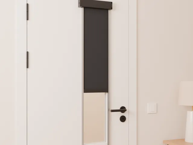 Cordless Blackout Blind for Narrow Door Glass – Push Up, Pull Down, Let Go, Sealed Side Rails
