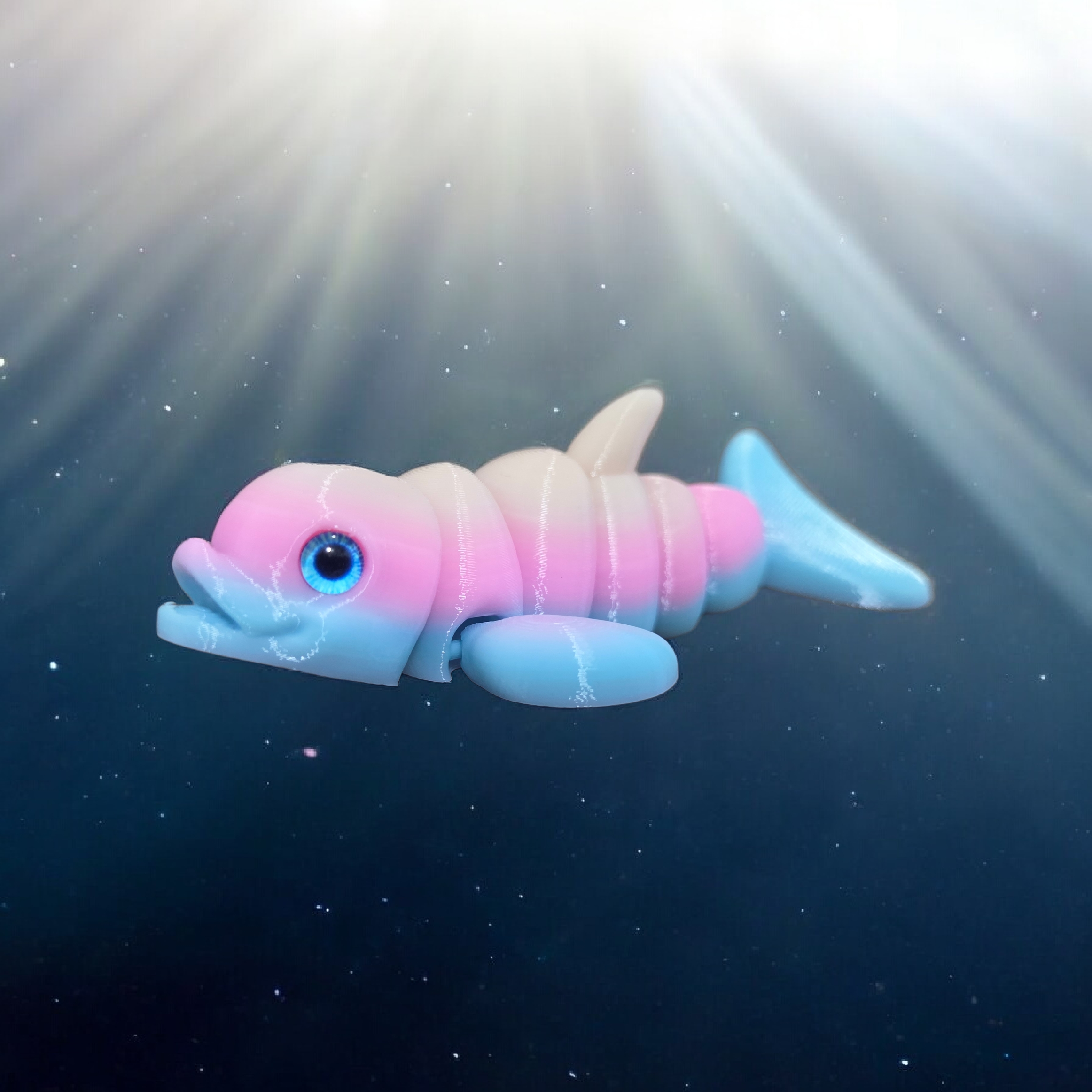 Articulated cute Dolphin - 6mm + 8mm glass eye compatible