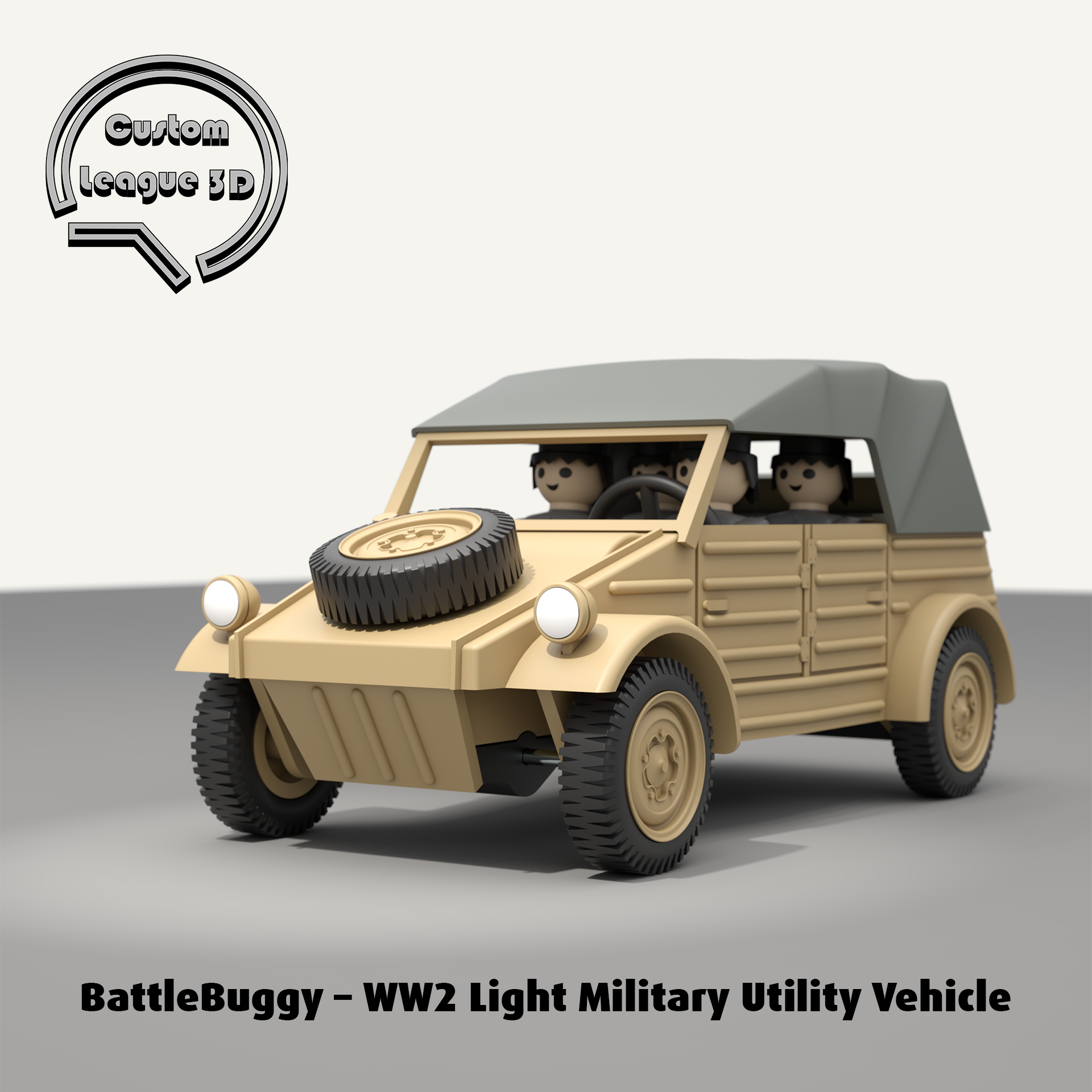 BattleBuggy - WW2 Light Military Utility Vehicle - Klicky Compatible (~1:18 Scale)