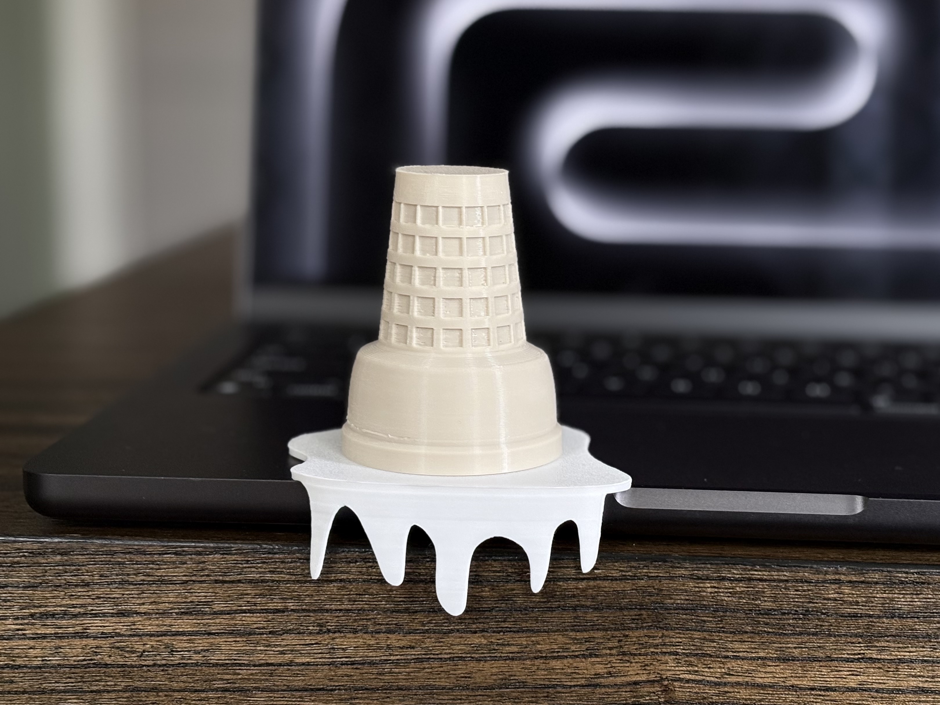 Three-in-One Ice Cream Cone - Classic Soft Serve, Melting Prank, Hidden Compartment (fits Tea-Light)