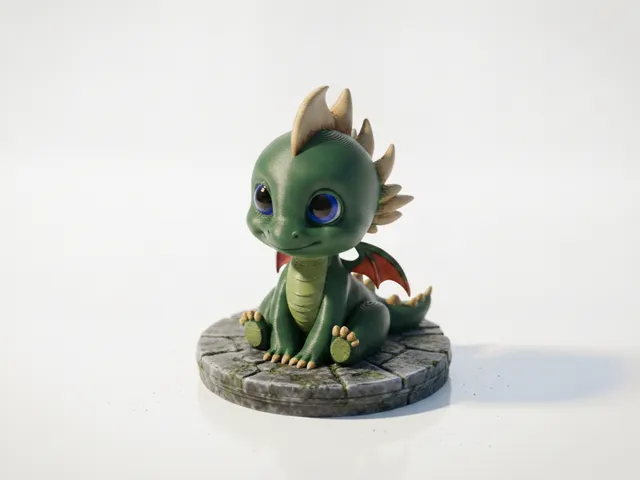Chibi Dragon Figurine Cute Collectible 3D Printable