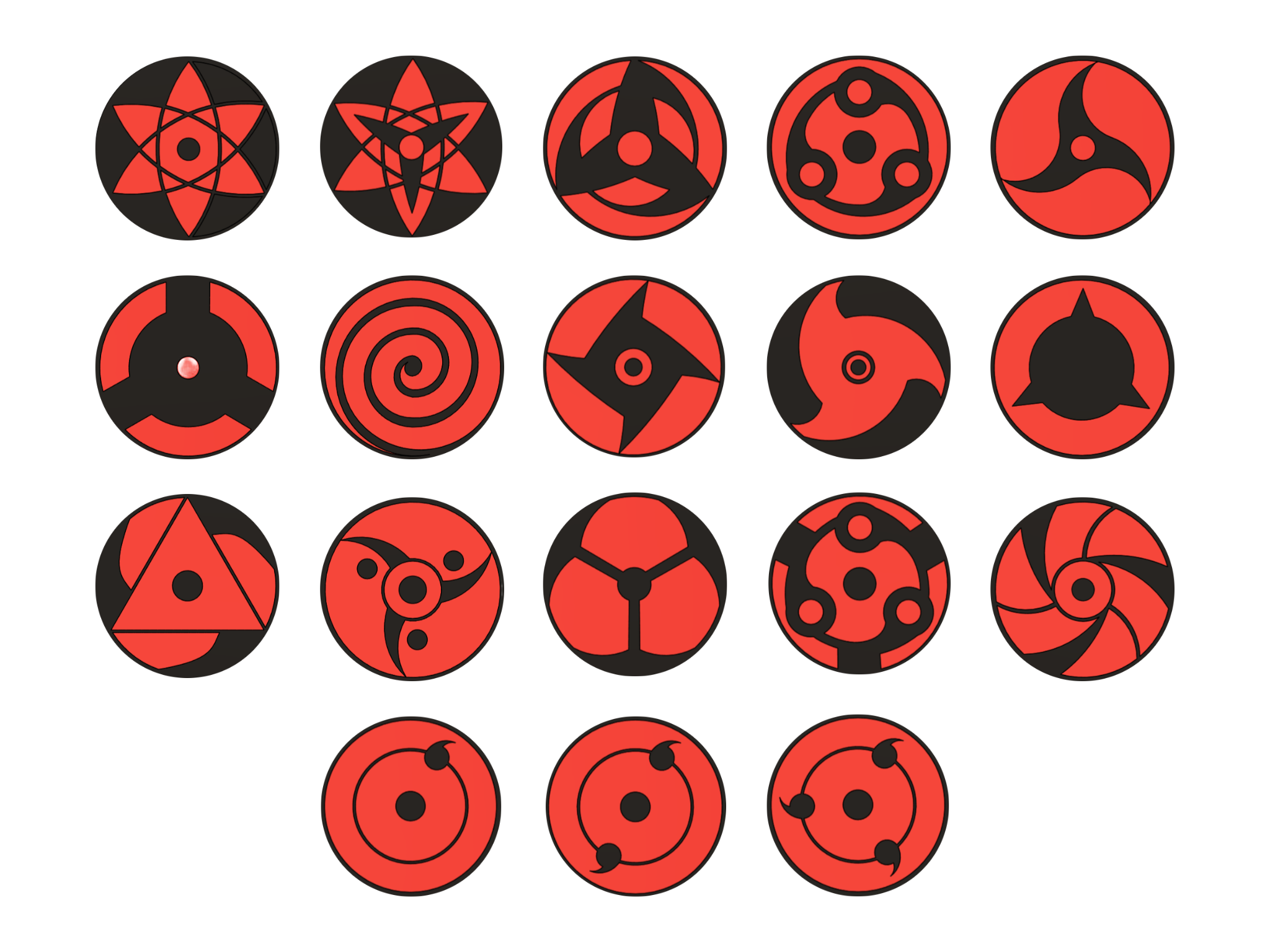 Mangekyō Sharingan Eyes (Naruto) Keychain Set