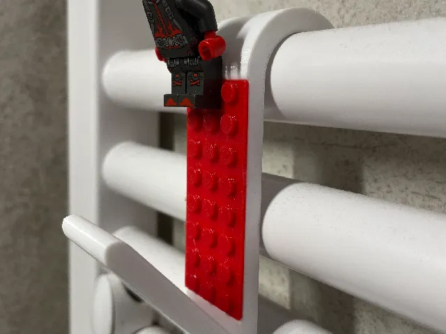 LEGO Accent Bathroom Radiator Hook | Towel Hanger for Ø23/24 mm Pipes | Dual-Color Print