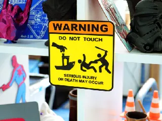 Showcase Shelf Warning Sign