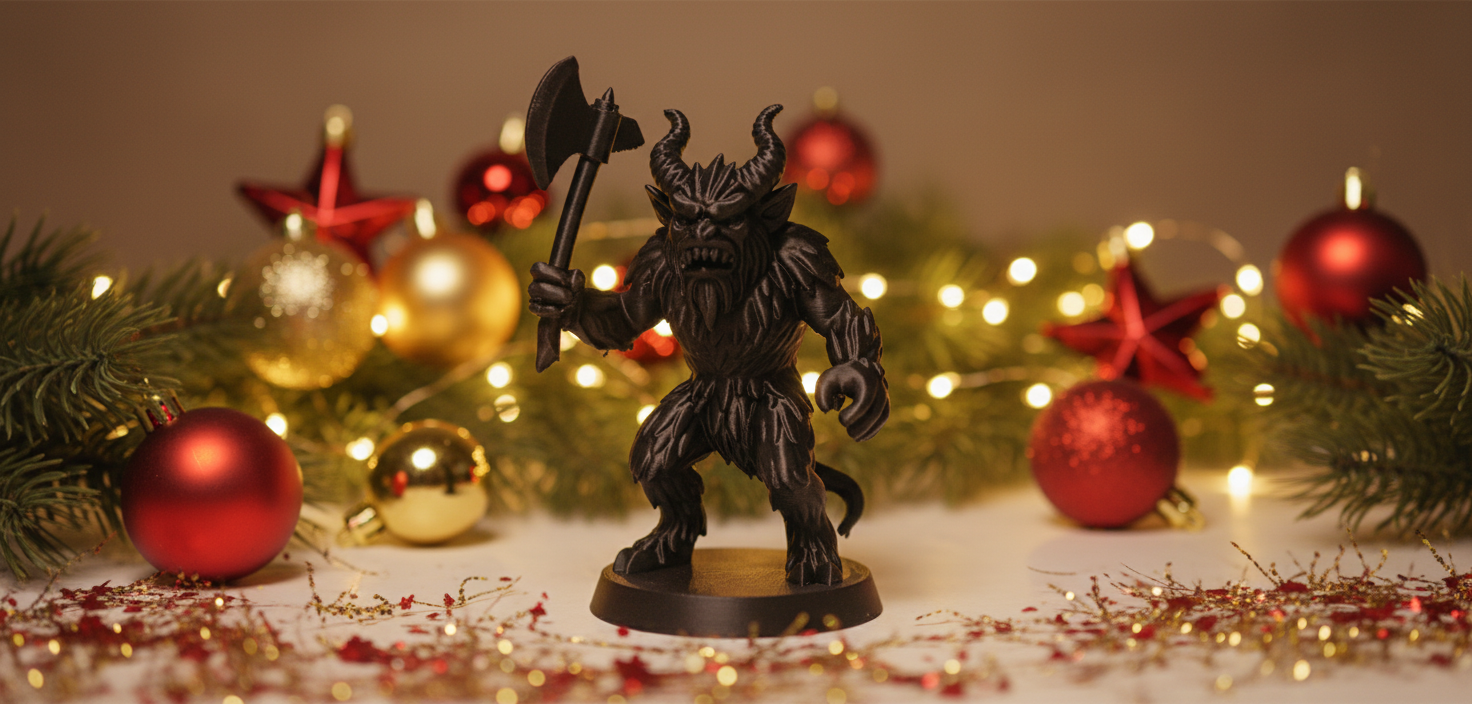 Fearsome Krampus with Axe Holiday Figurine