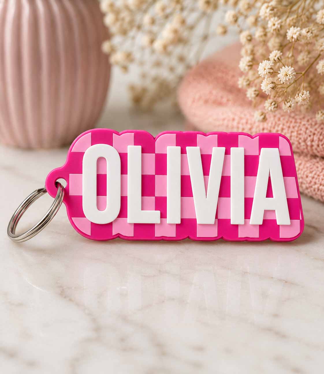 Checkered Name Tag - Olivia