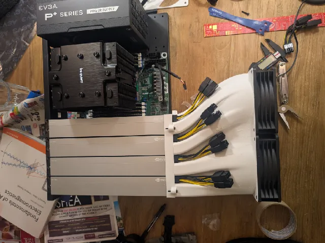 2x 120mm fan -> 4x CMP170HX/A100 PCIe intake plenum