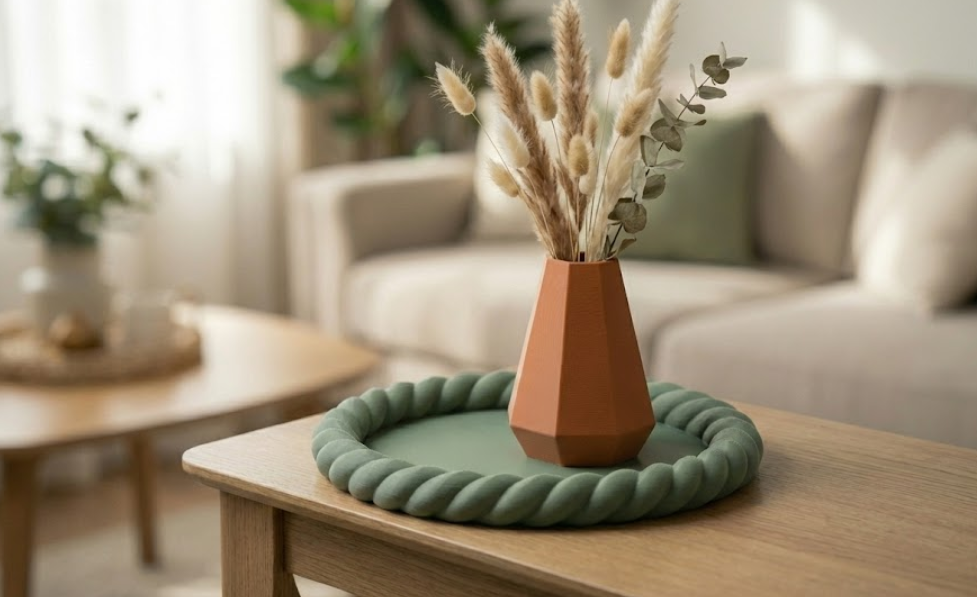 NORDIX Duo - Minimalist Vase & Braided Tray