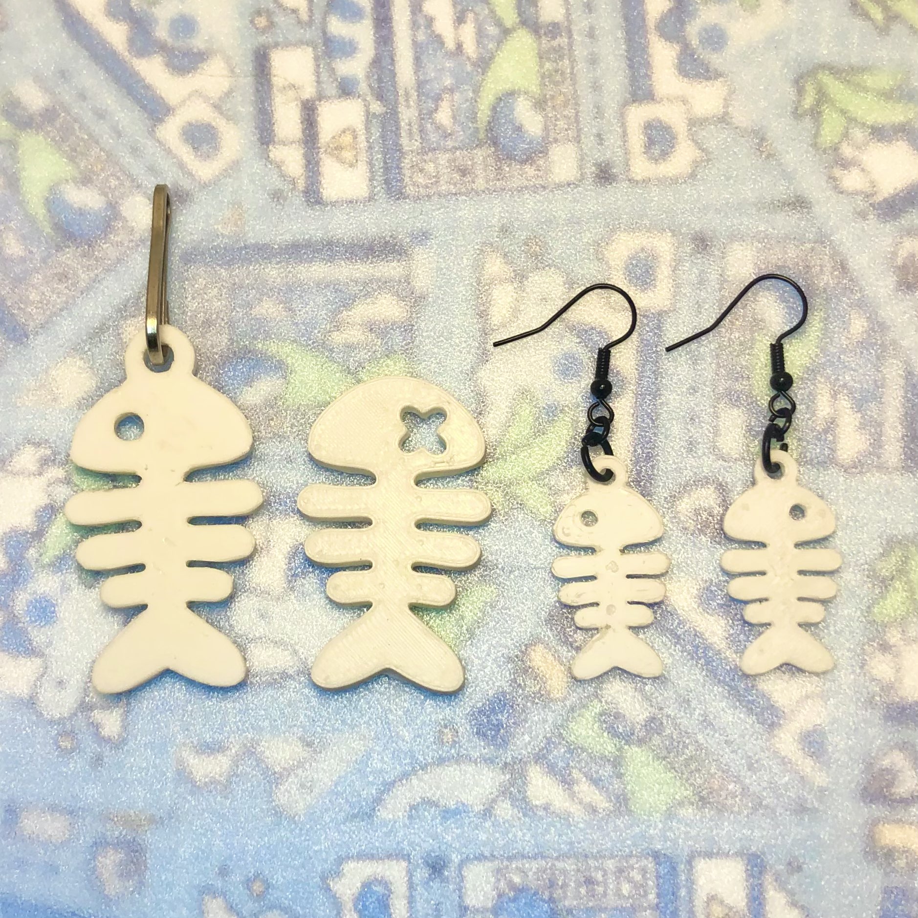 Fishbone Keychain / Earrings / Pin
