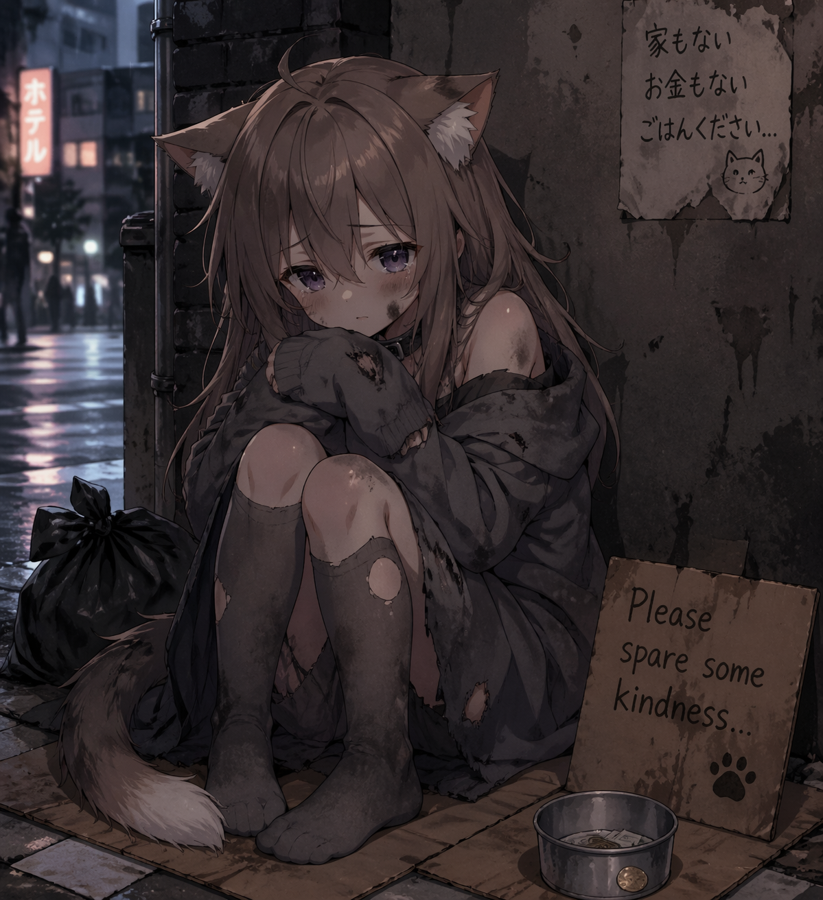 Homeless cat girl