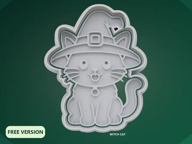 Spooky Cats Witch Cat Cookie Cutter STL – 3D Print Biscuit Mold Set