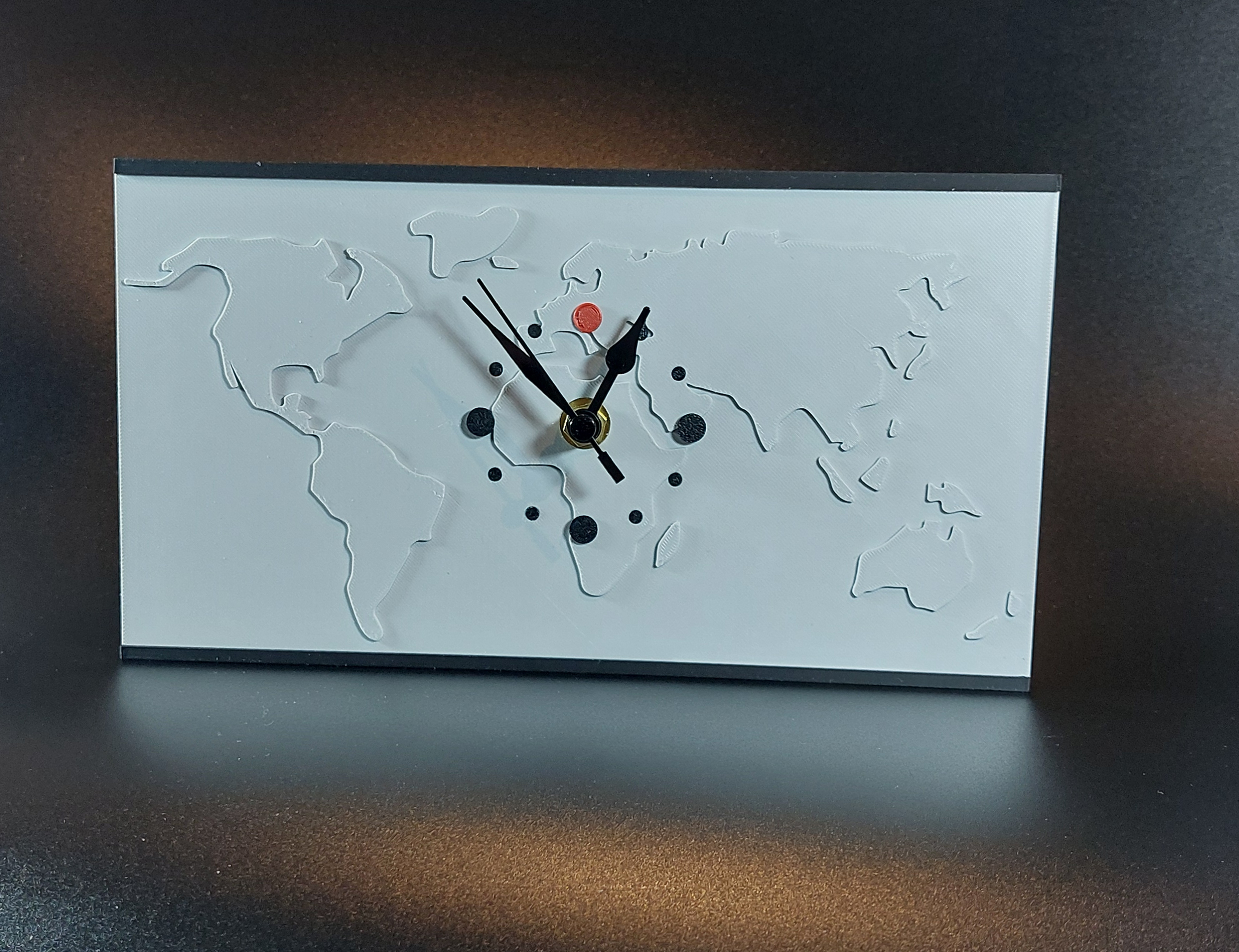 clock on a world map