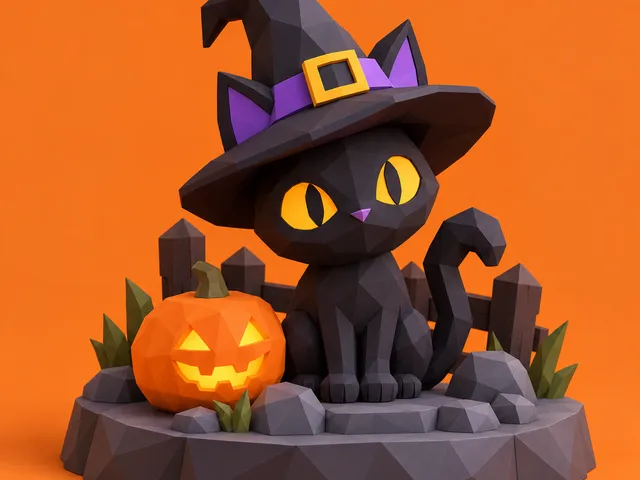 LowPolyHalloween #2 – Witch Cat | Easy 3D Print