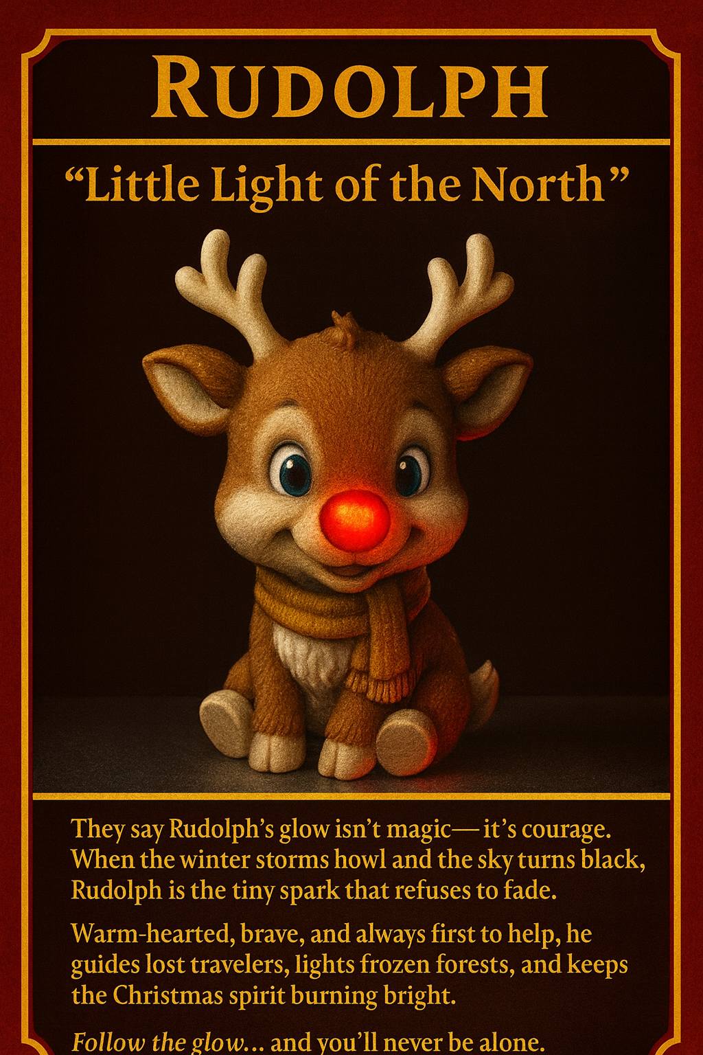 Cute Rudolph The Red Nose Reindeer– Chibi Christmas Holiday Figurine | One-Piece Easy Print