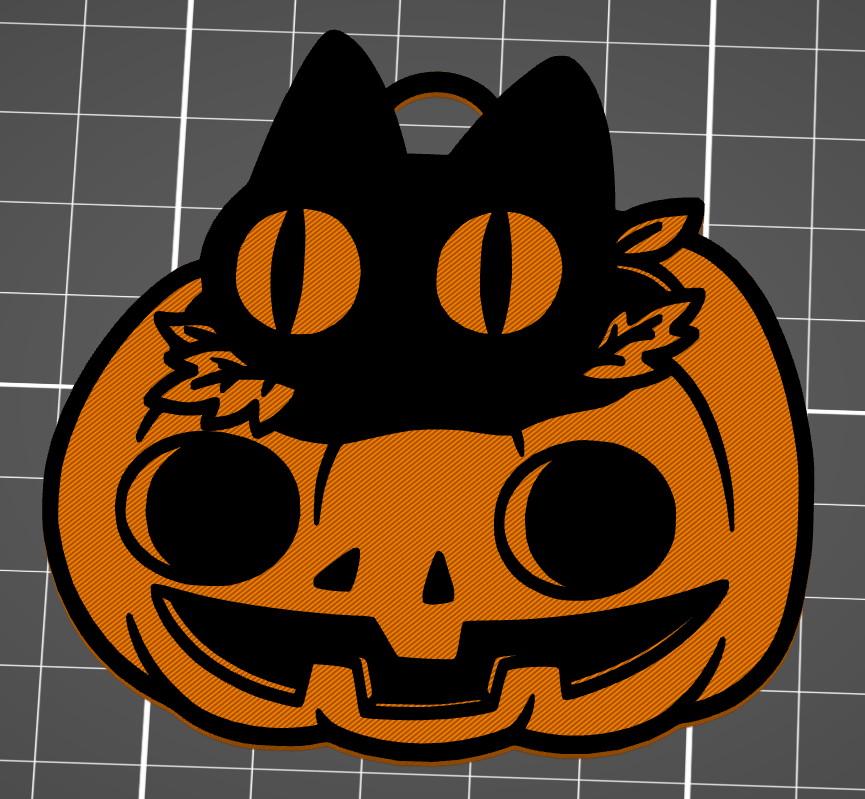 Spooky Cat in a Pumpkin – Keychain / Halloween Ornament