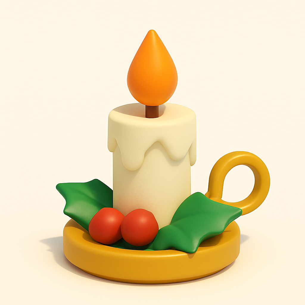 Low Poly Christmas Candle Holder 3D Model