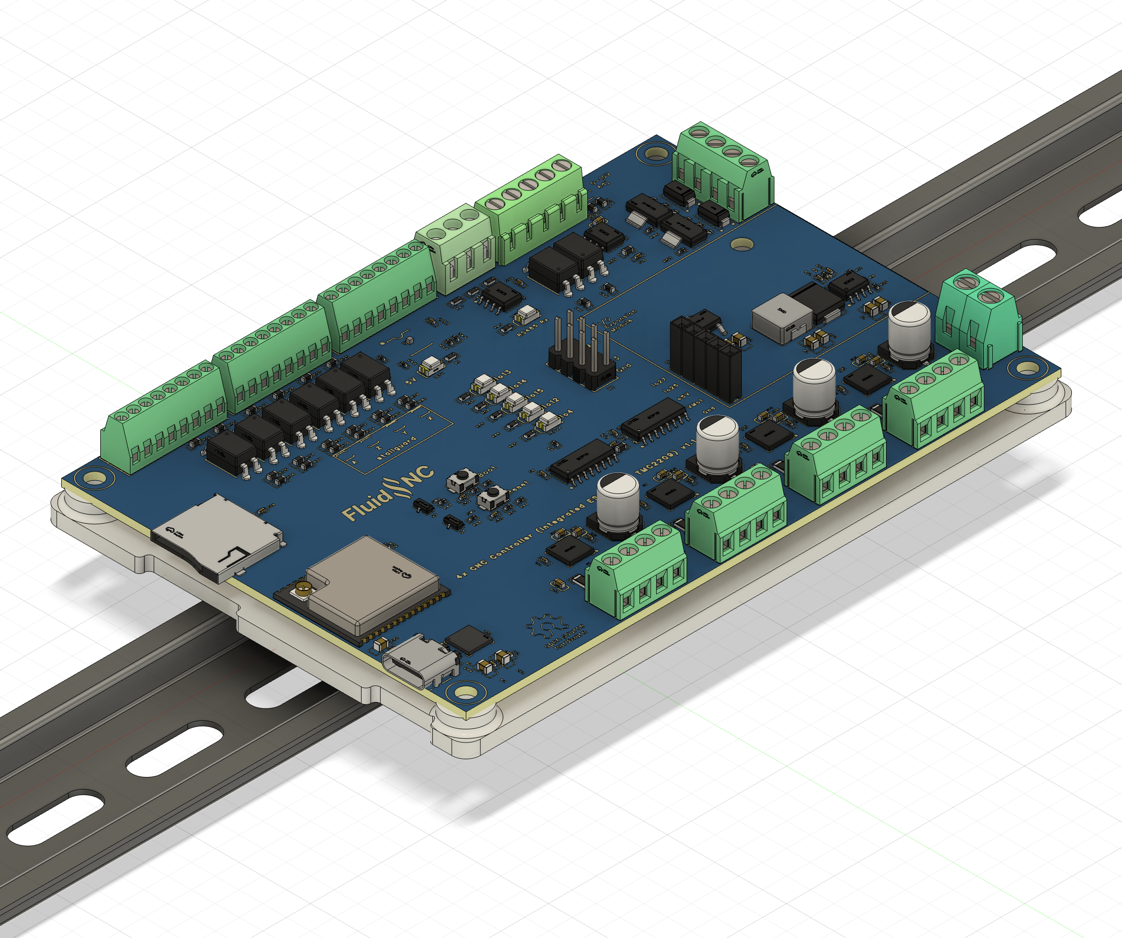 DIN mount for 4x CNC Controller for FluidNC