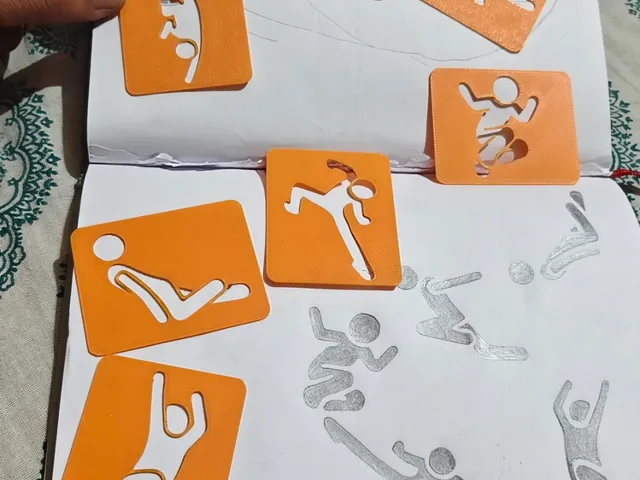Stick Man Action Sequence Stencils