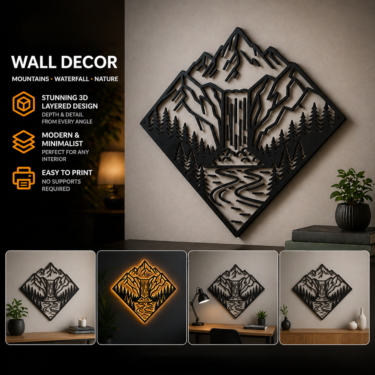 Universal waterfall wall decoration