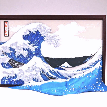 3D artwork - The Great Wave Off Kanagawa (Hokusai) by Kryštof