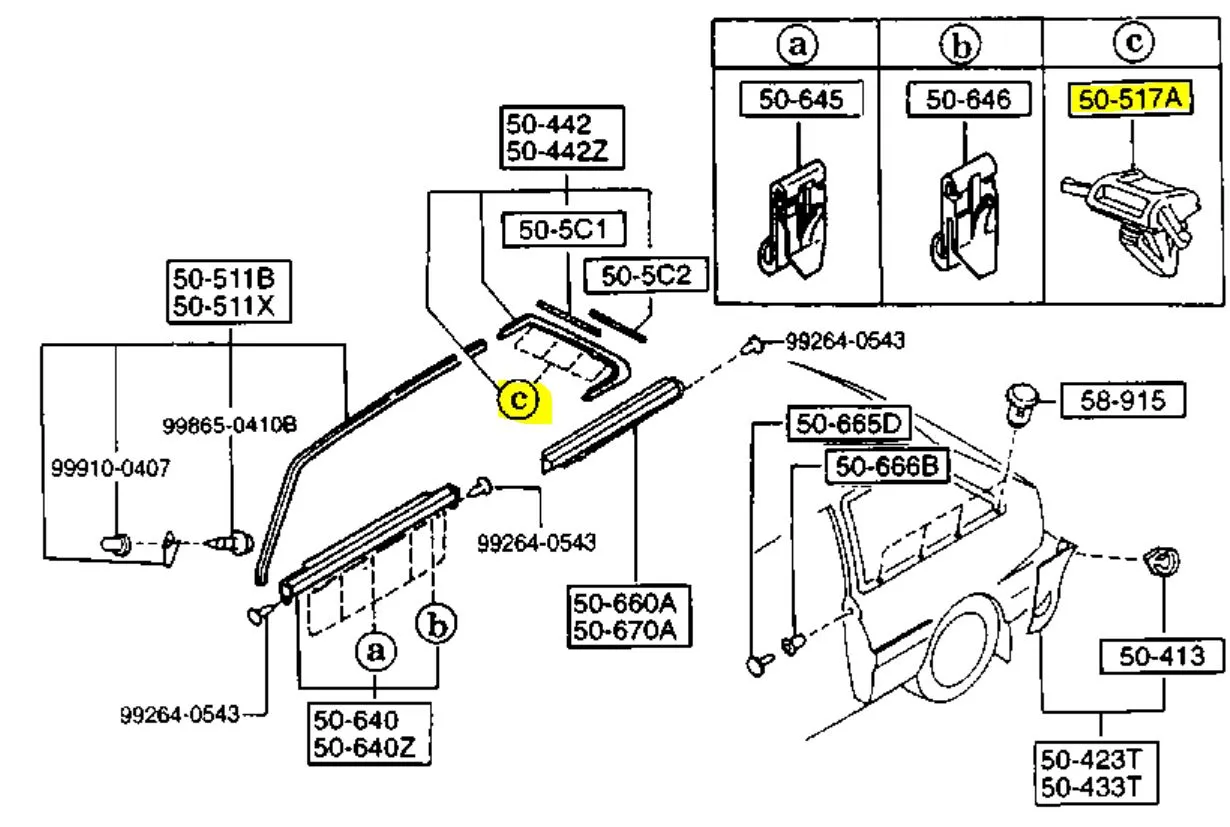 Mazda 323 BF rear drip molding retention clip by cs900 | Download