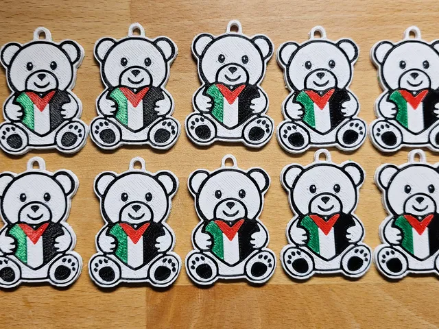 Teddy bear holding Palestine heart
