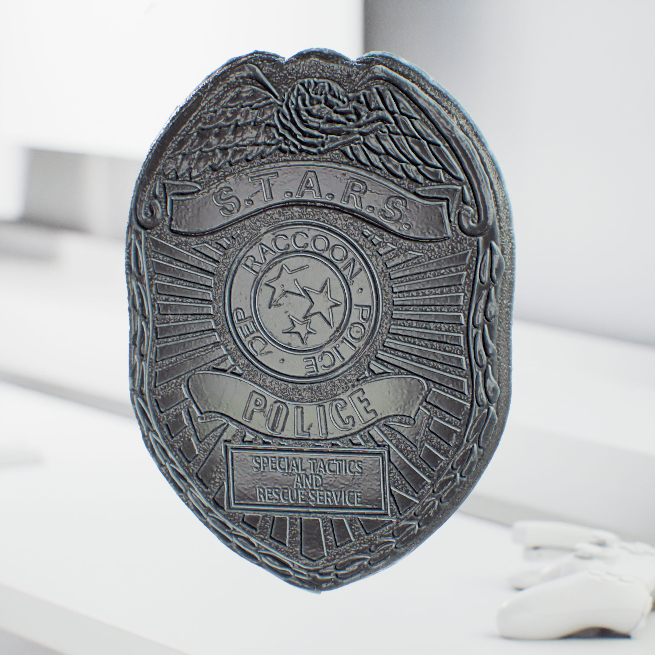 Badge Police -- Revil - Re2 - Placa de Policia de Revil - equiem Victor Gideon Mechanical Mask - Revil - Leon - Evil