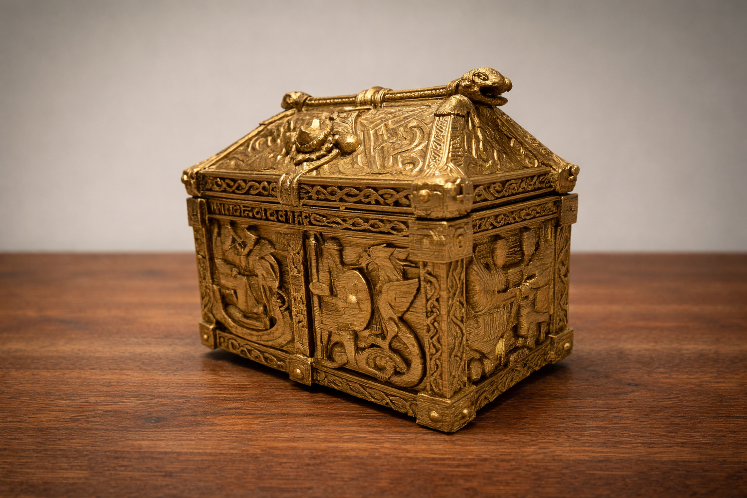 Large Anglo-Saxon style box reliquary with lid