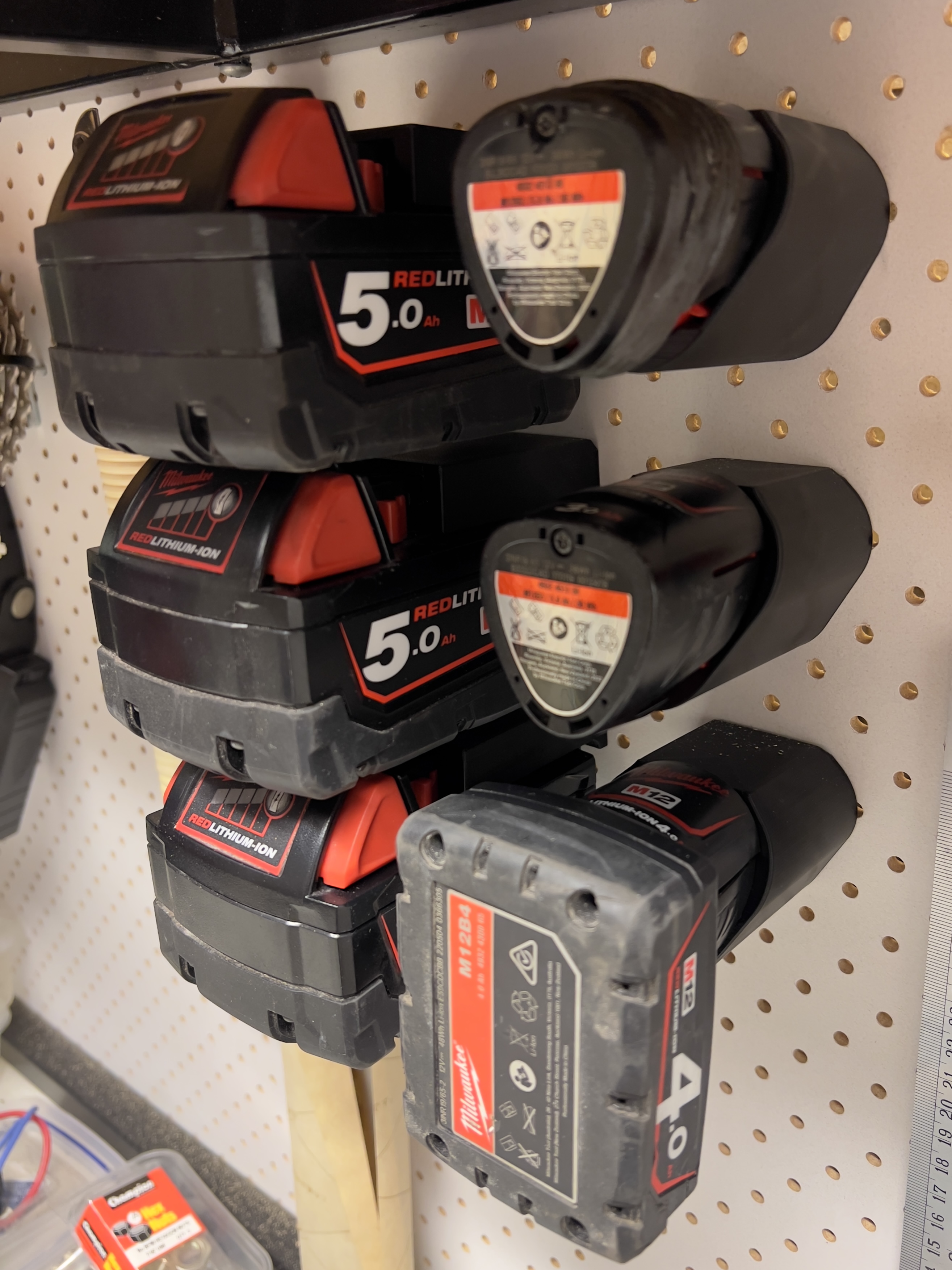 Milwaukee M12 battery pegboard mount