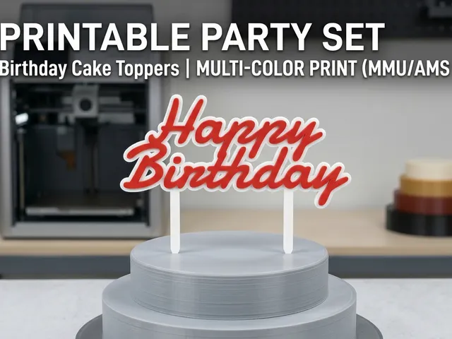 Happy Birthday Cake Topper | Multi-Color | AMS & MMU Ready