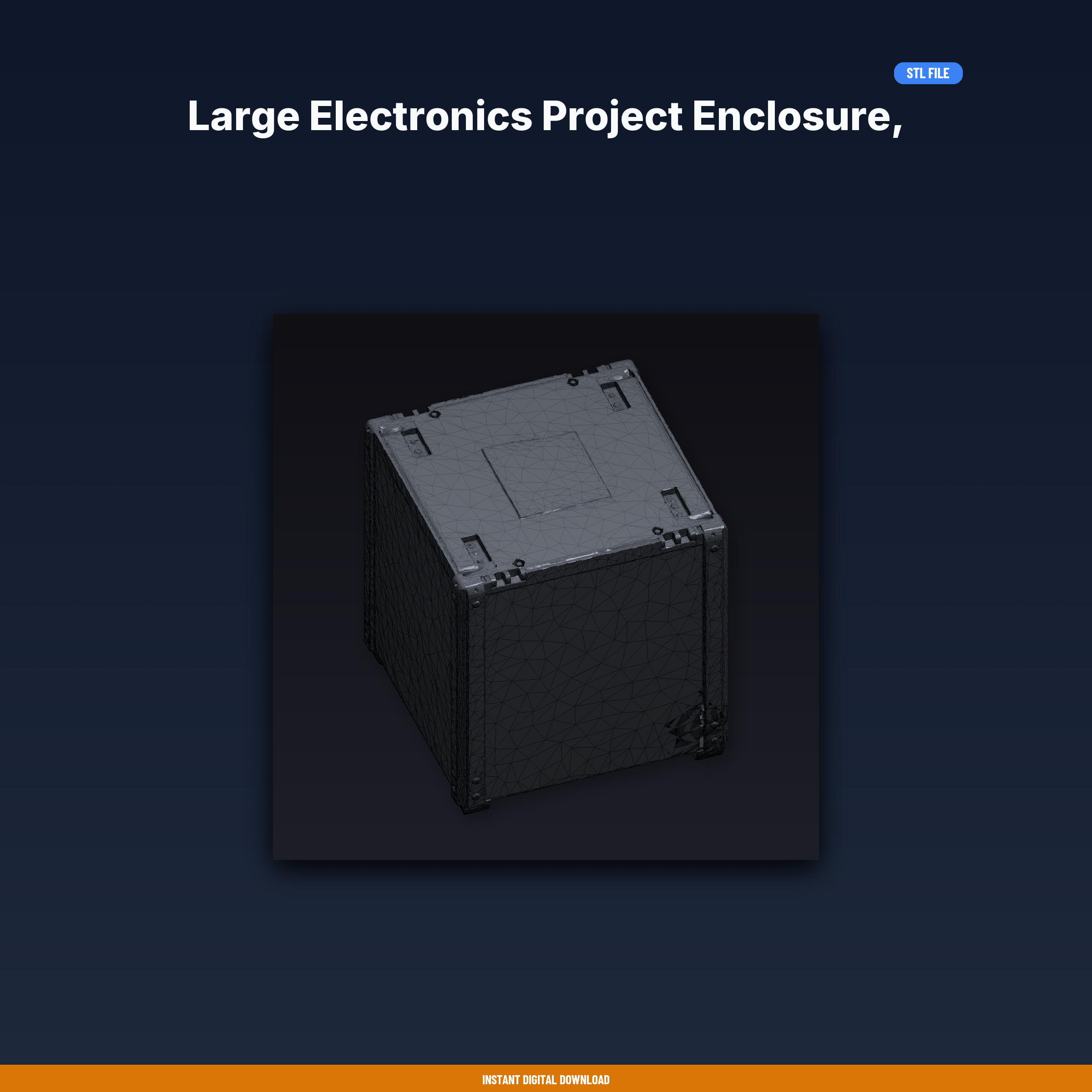 Large Electronics Project Enclosure, Customizable Cutouts, Screw - 3D Printable STL File