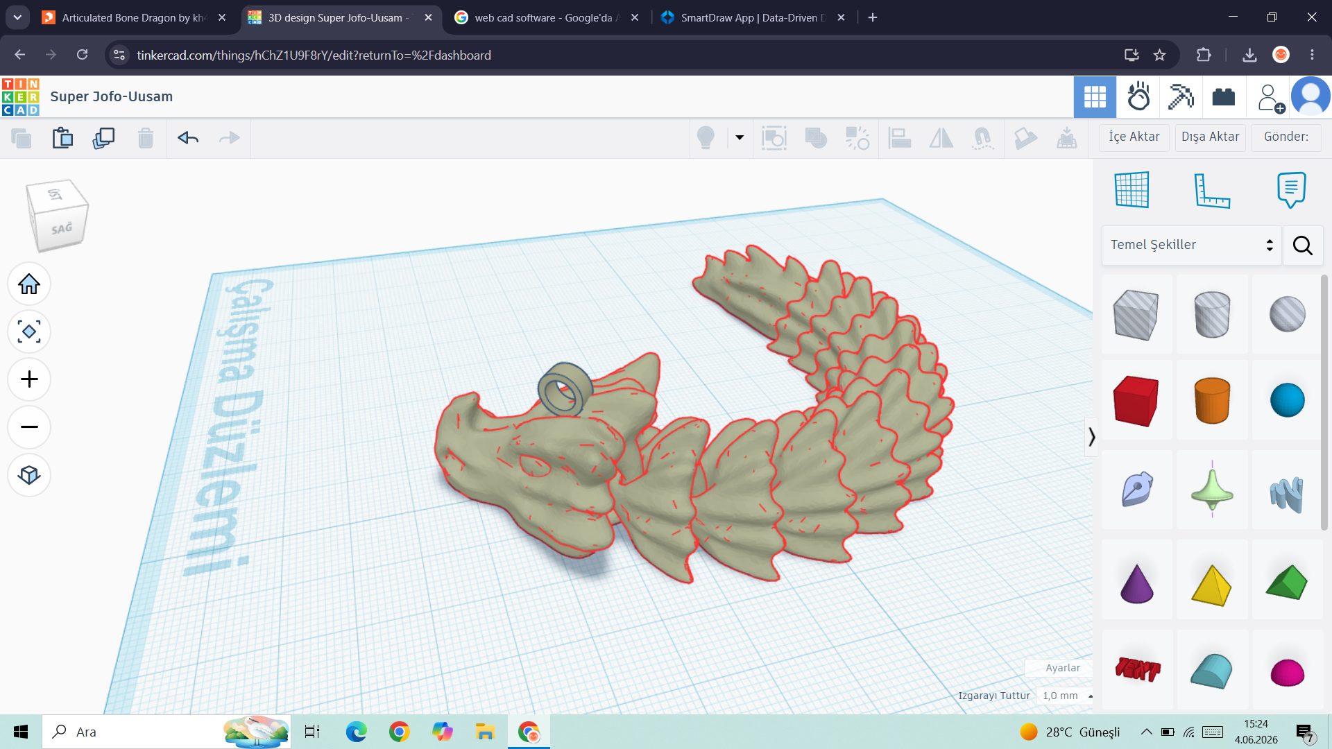 Bone dragon with keychain