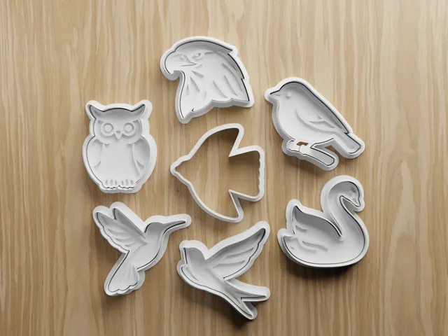 7 Bird Cookie Cutter STL Set -Designs Digital Download - Owl, Swan, Eagle, Hummingbird