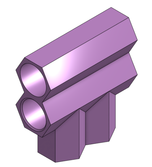 Hexagonal Corner Connector x4 90deg double for PVC Tubing