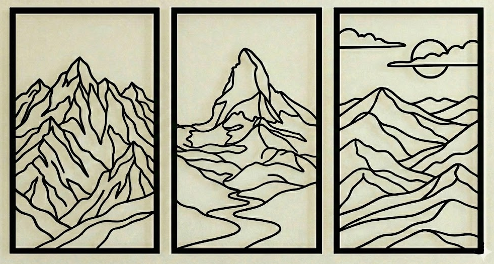 Mountain Landscape Set | Adventure & Nature Wall Art | Minimalist