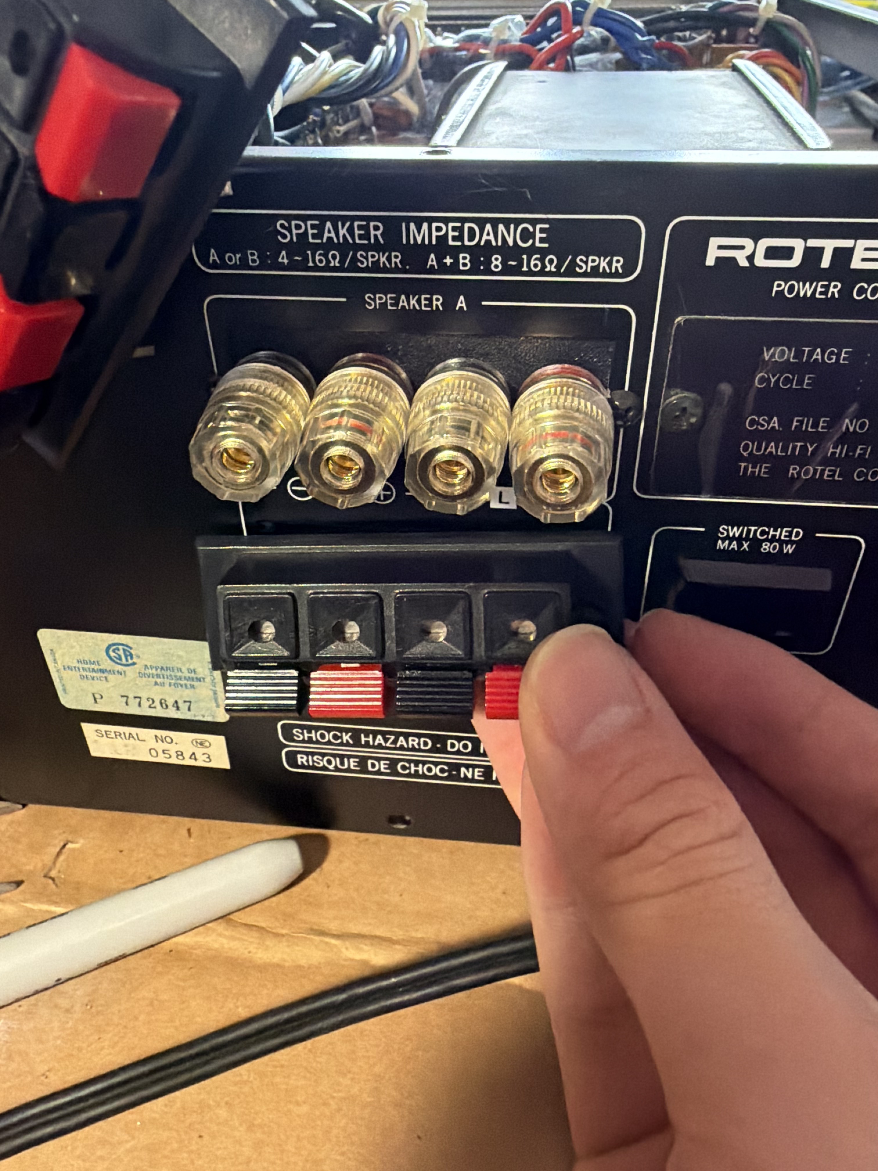 Rotel RX2002 Upgrade Custom Speaker Terminal