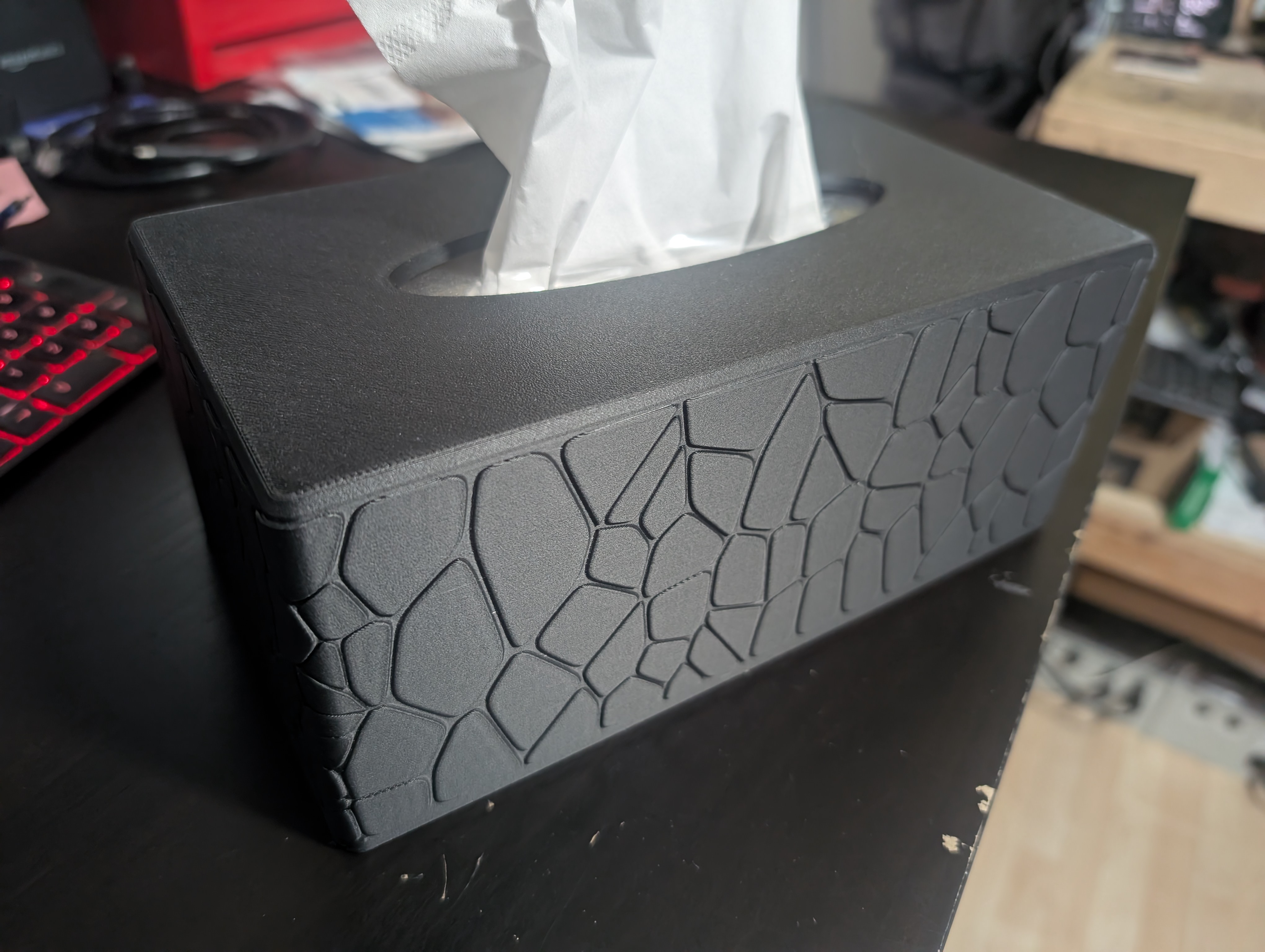 Tissue Box Cover - Curved Stone Pattern - For Kleenex 120 Count