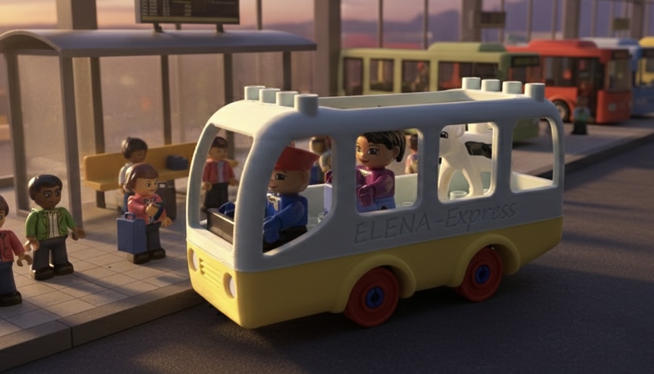 LEGO DUPLO Compatible Bus for standard DUPLO car base trailer - no branding