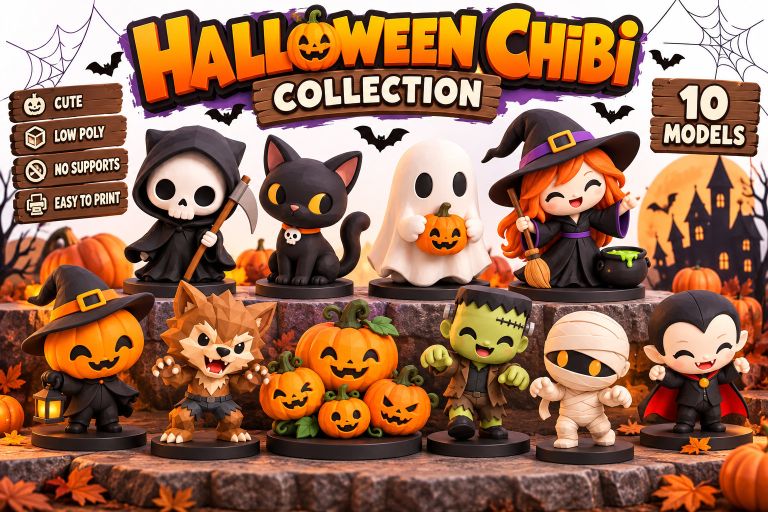Halloween Chibi Collection – 10 Cute Halloween Figures | No Supports
