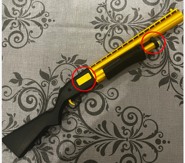 Pump block and stock insert for fortnite shotgun